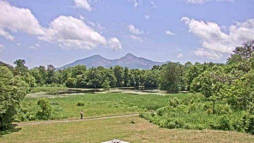 裏磐梯レンゲ沼と磐梯山 