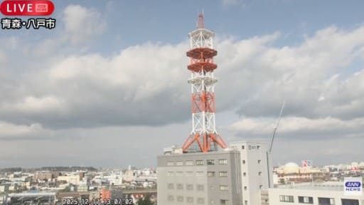 八戸市 震度6強影響で破損のNTT鉄塔